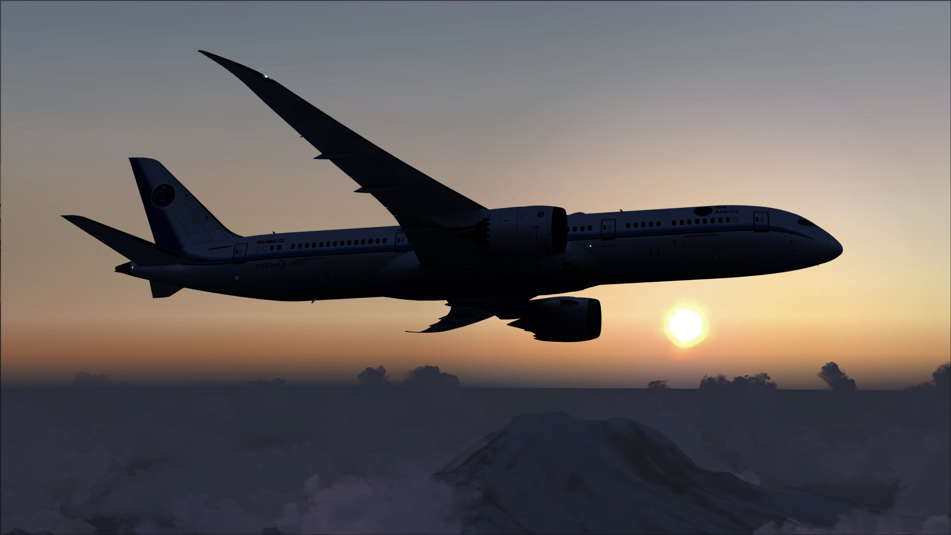 Boeing 787 boven Mount Rainier