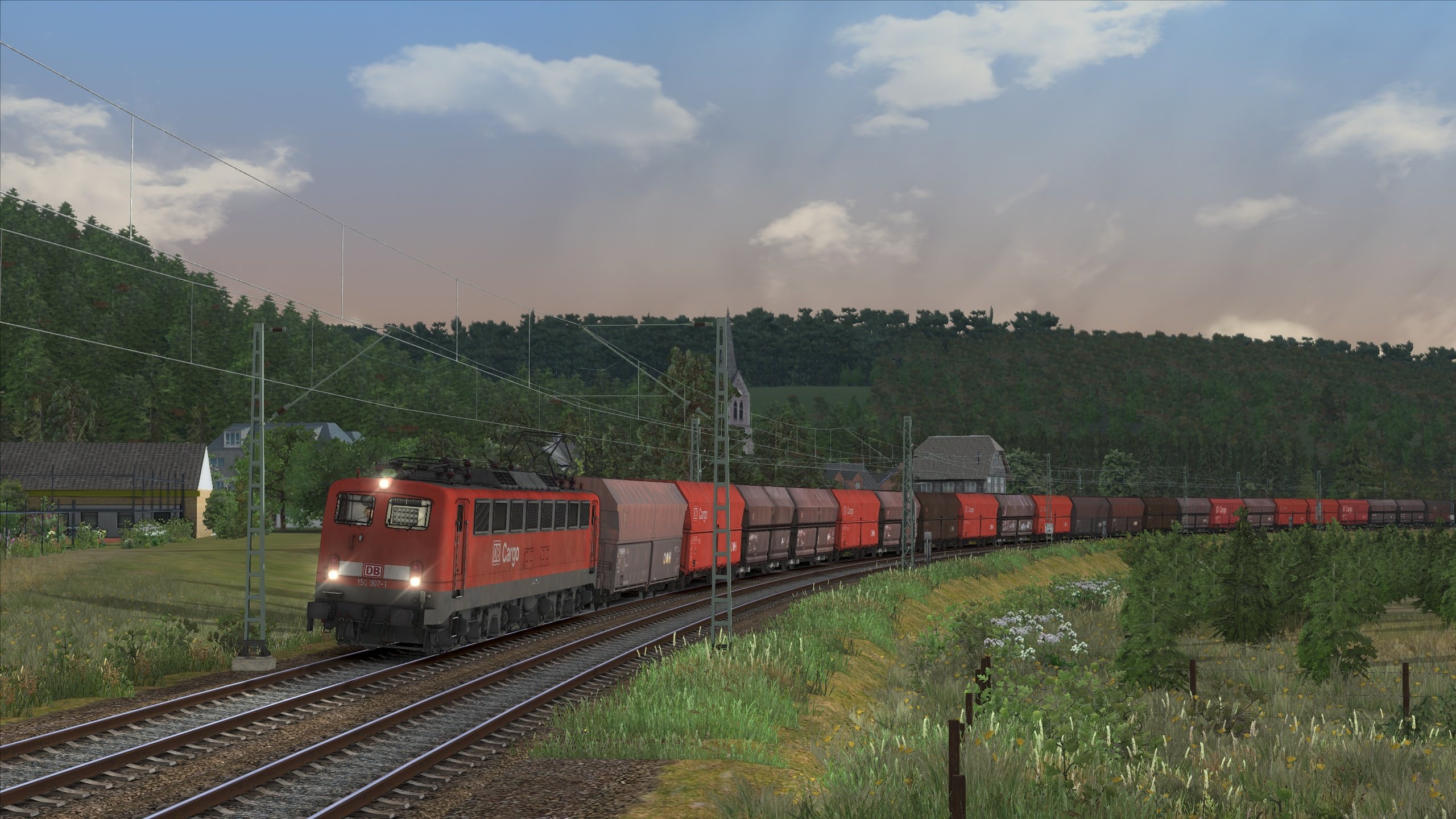 150 007 with a limestone train