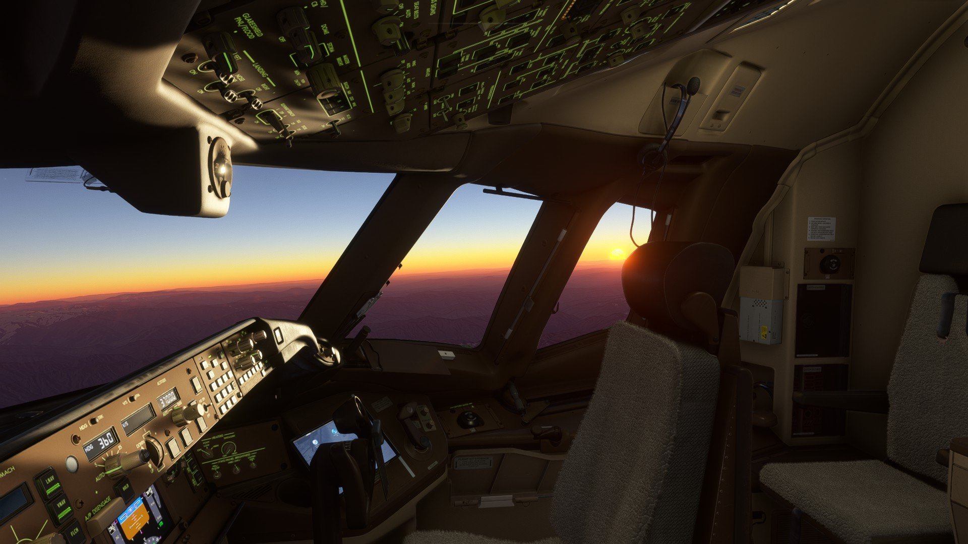 Zonsondergang vanaf FL370