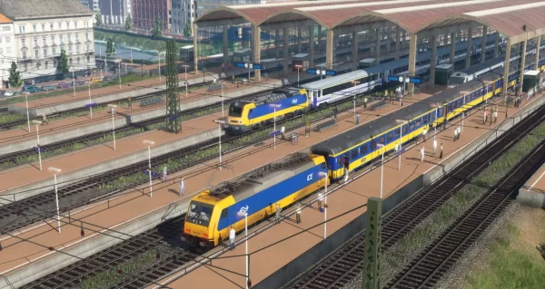 NS serie 186 + serie 1500 met ICE / EC te Thiel Hbf. (DB, 2022)